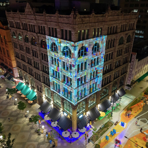 Artwork projection for Kittredge Building.